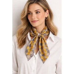 Vintage Vera Neumann Silk Scarf 22x22 Signed USA Hand Rolled Mod Geometric